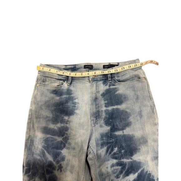 J. Jill Tie Dye Blue Ikat High Rise Cuffed Cropped Jeans Sz 10 - Picture 2 of 7